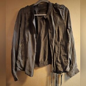Blank NYC ashy color Collarless Lightweight Moto Jacket Zip-Front size Small New